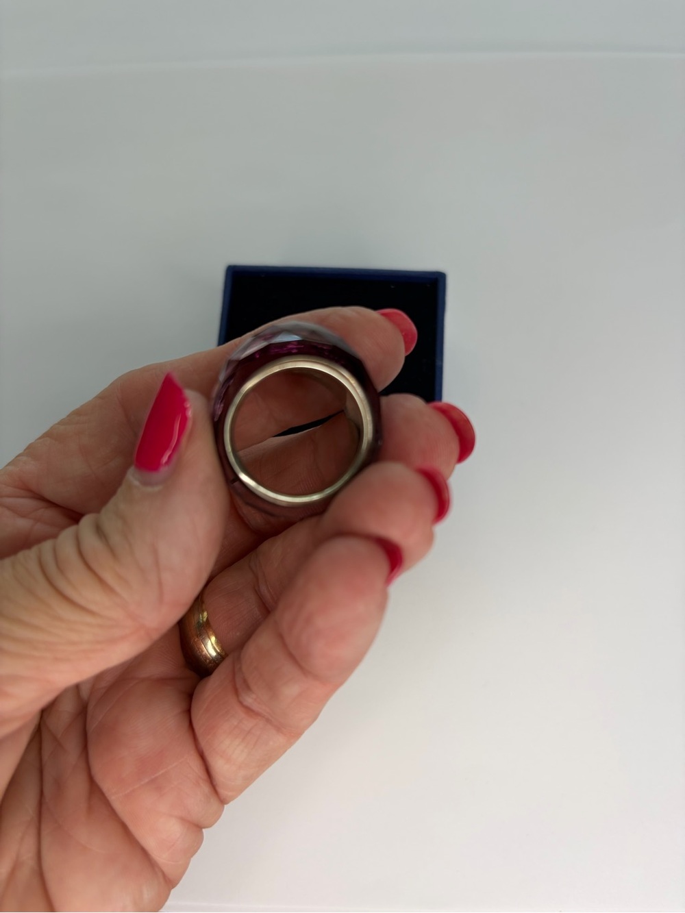 Swarovski Pink Crystal “Nirvana”Faceted Dome Ring - Picture 3 of 16